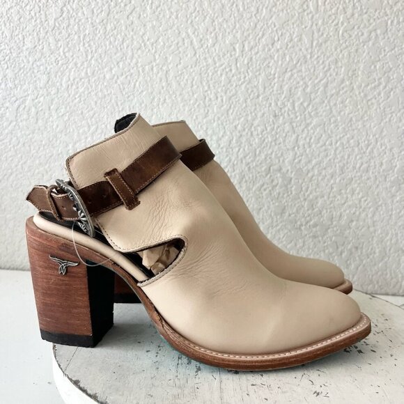 Lane Cream Ankle Boots with Brown Straps Sz 7.5 - Picture 2 of 11